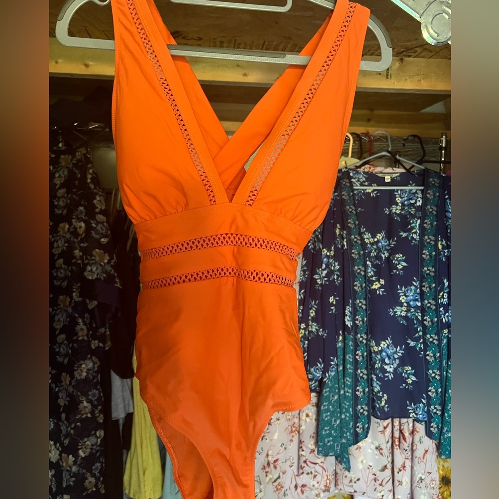 Neon Orange one piece swimsuit size medium